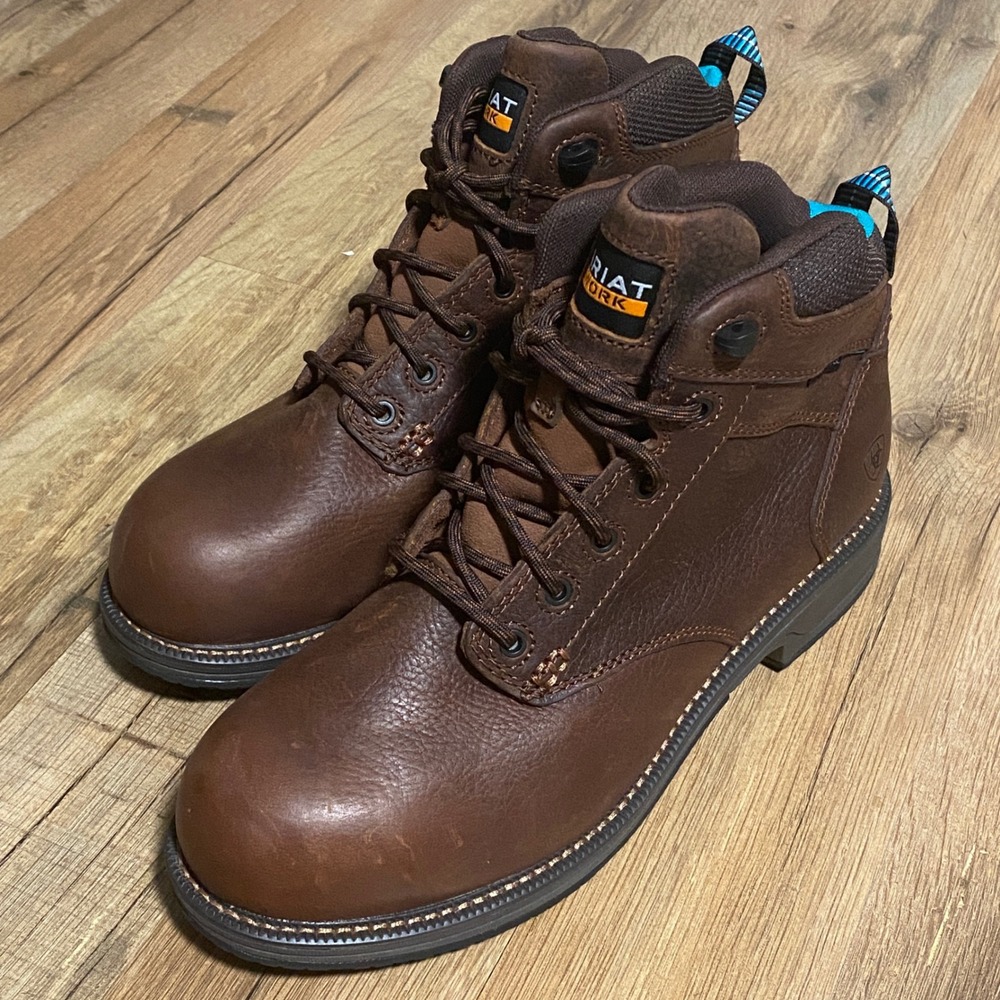 Ariat Work Brown Leather Composite Toe Static Dissipating Boots Womens 10.5B NEW